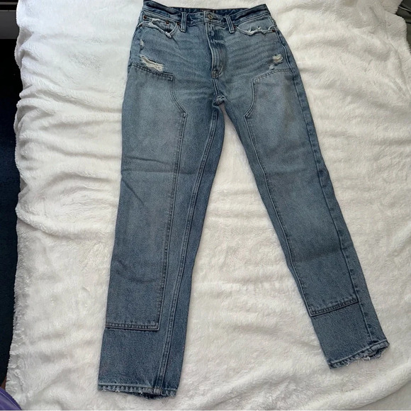 Abercrombie & Fitch Annie High Rise Girlfriend Jean 28 Distressed Loose Barrel - Picture 1 of 11